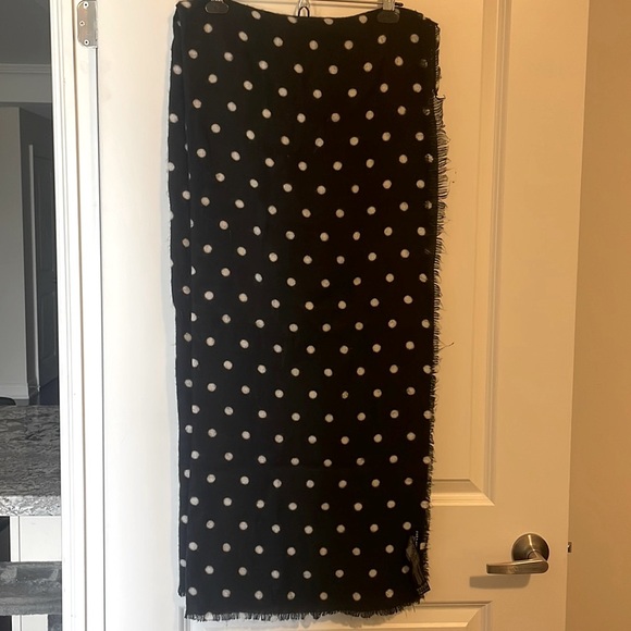 Polka dot navy shawl or scarf - Picture 3 of 4